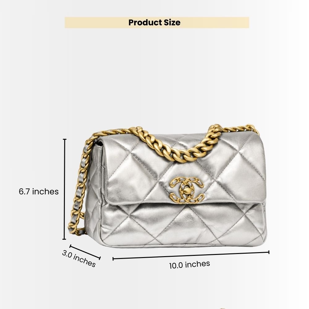 Chanel 19 Small Flap Bag Metallic Silver 25cm