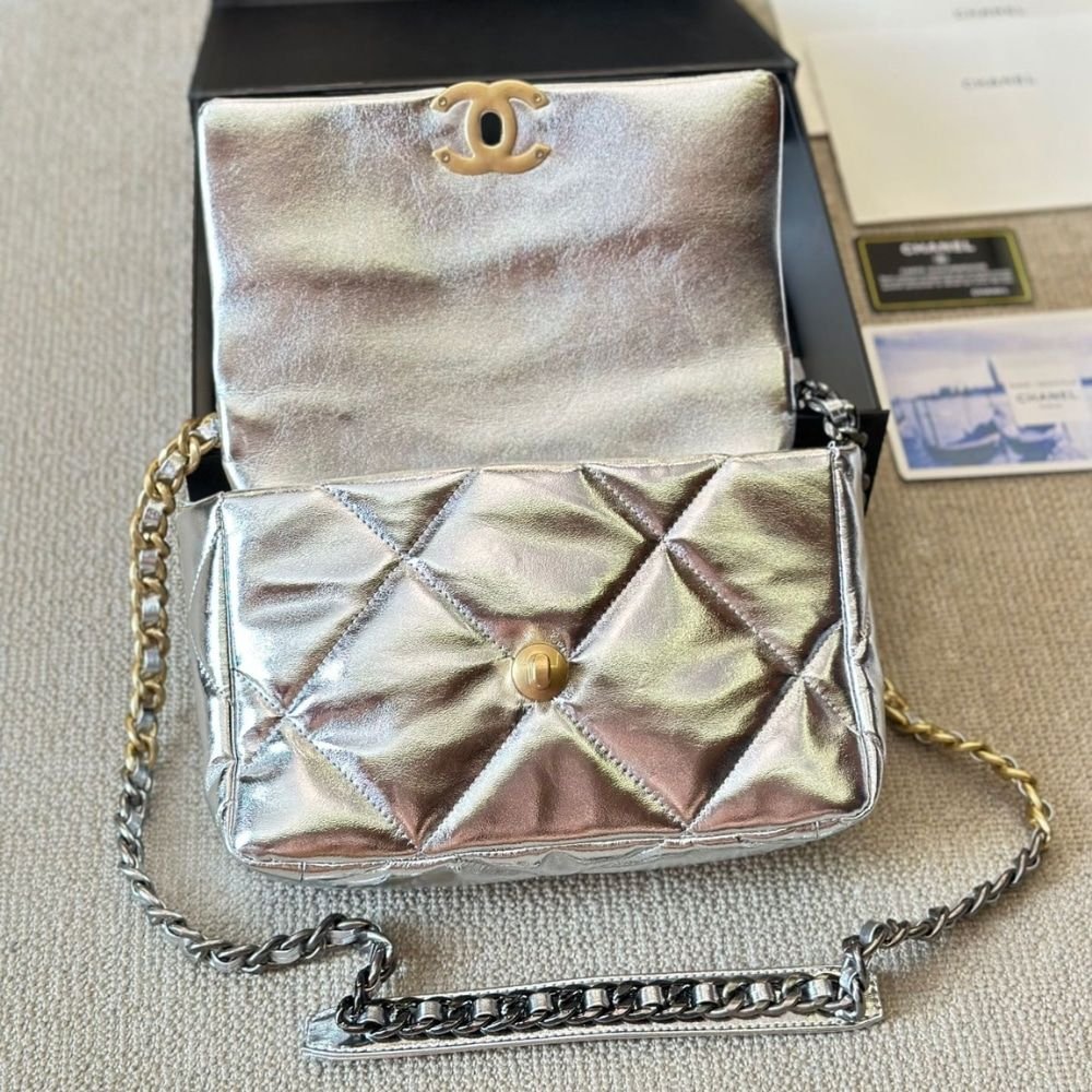 Chanel 19 Small Flap Bag Metallic Silver 25cm