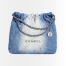 Chanel 22 Handbag Washed Denim Blue 42Cm AS3261 B10439 NM981