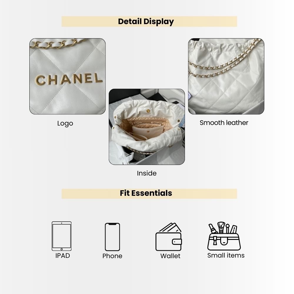 Chanel 22 Maxi Handbag White 42Cm AS3261