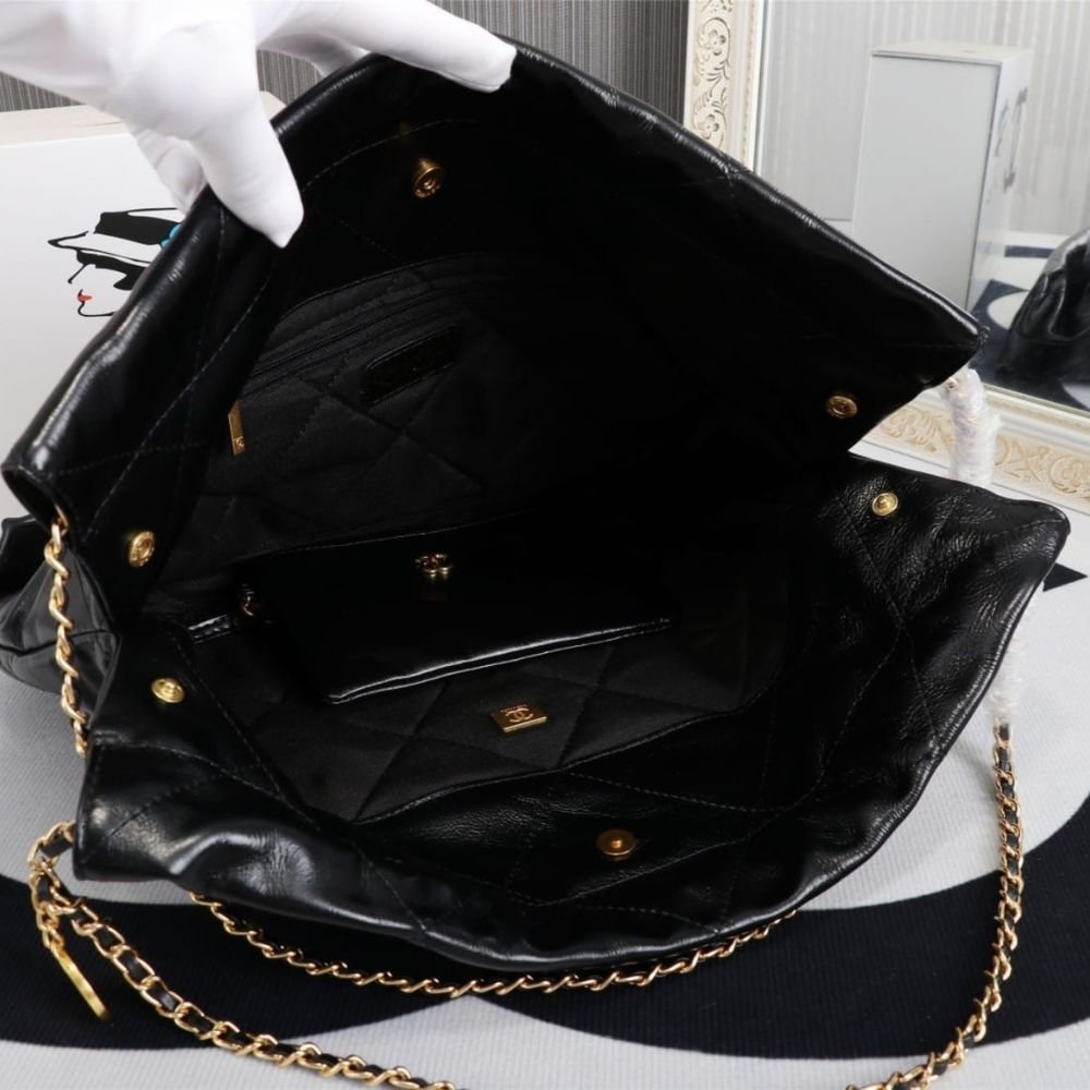 Chanel 22 Medium Handbag Black With Gold Tone Metal 39Cm AS3261 B19059 94305