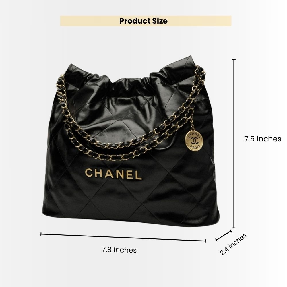 Chanel 22 Mini Bag Shiny Leather Black 22cm AS3980 B08037 94305