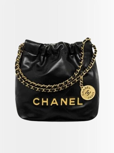 Chanel 22 Mini Bag Shiny Leather Black 22cm AS3980 B08037 94305