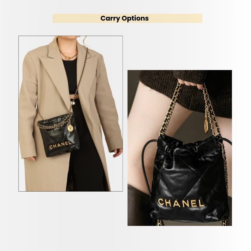 Chanel 22 Mini Bag Shiny Leather Black 22cm AS3980 B08037 94305