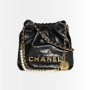 Chanel 22 Mini Handbag Shiny Crystal Pearls Gold Tone Metal Black 22Cm AS3980 B10672 94305