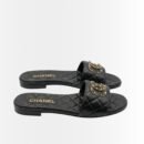 Chanel 23P Quilted CC Chain Slides Black G39954 X56940 94305