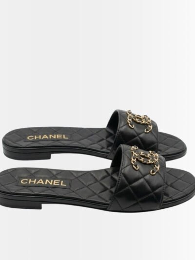 Chanel 23P Quilted CC Chain Slides Black G39954 X56940 94305