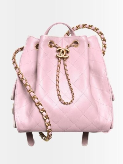 Chanel 25 Medium Size Backpack Grain Effect And Gold Metal Pink 23Cm AS5600 B20304 U3645