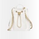Chanel 25 Medium Size Backpack Grain Effect And Gold Metal White 23Cm AS5600 B20304 10601