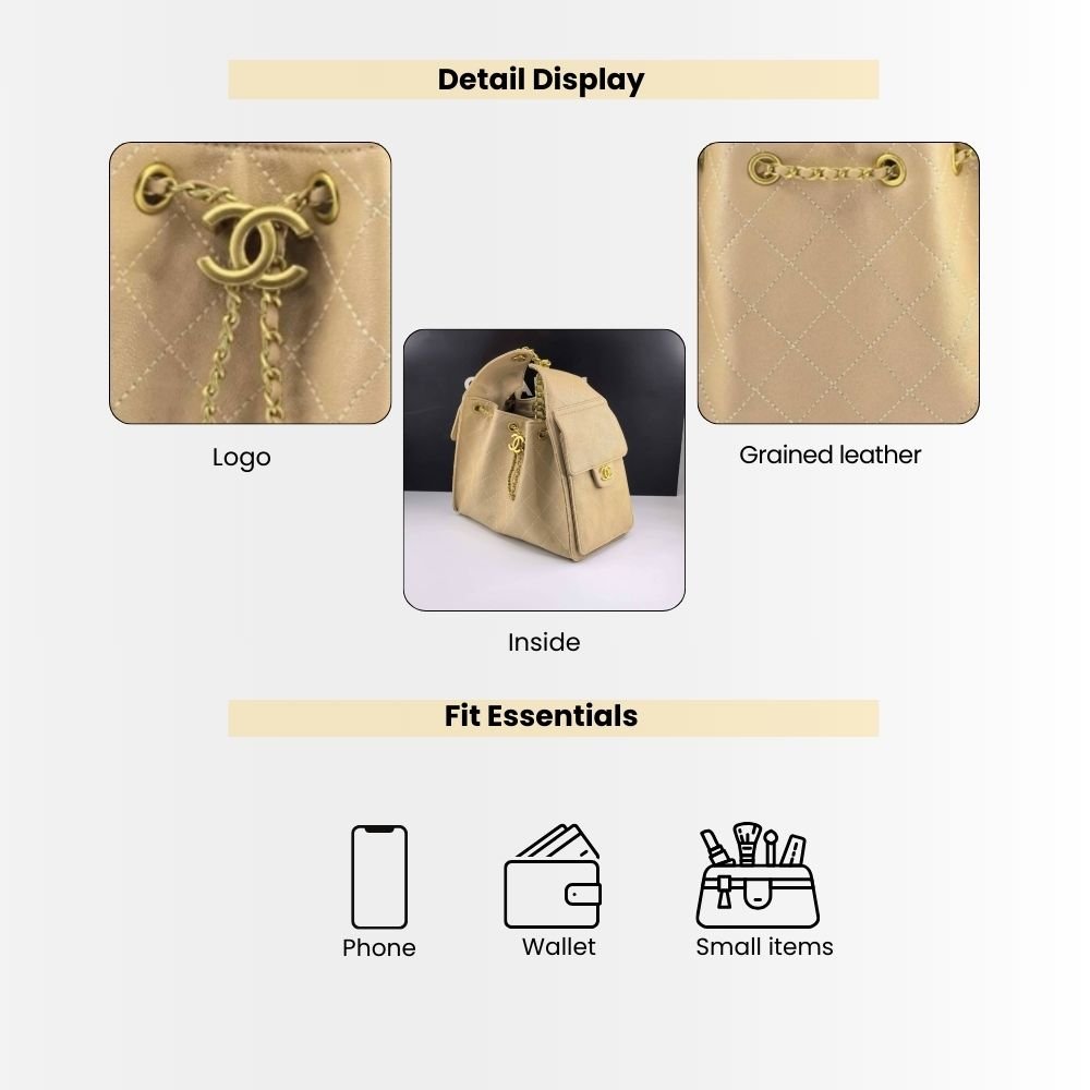 Chanel 25 Small Handbag Grained And Gold Tone Metal Beige 26Cm