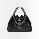 Chanel 25 Small Handbag Grained And Gold Tone Metal Black 26Cm AS5293 B20304 94305