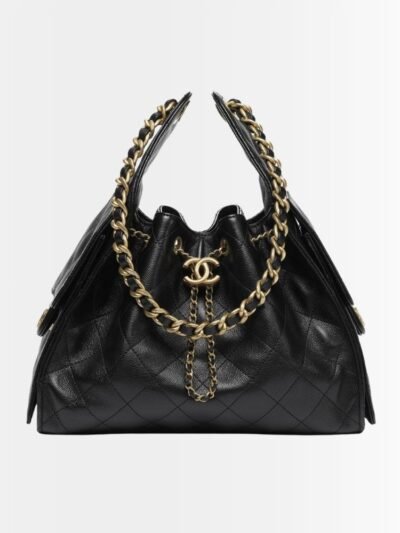 Chanel 25 Small Handbag Grained And Gold Tone Metal Black 26Cm AS5293 B20304 94305