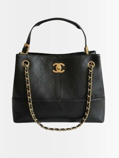 Chanel 25A Hobo Bag Gold Tone Hardware Black 28Cm