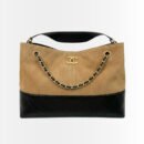 Chanel 25A Hobo Bag Suede Leather Beige And Black