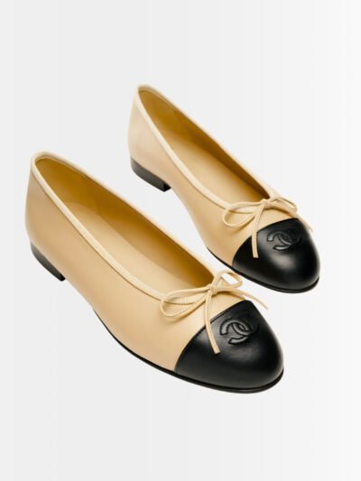 Chanel Ballet Flats Beige Black G02819 X01000 C0204