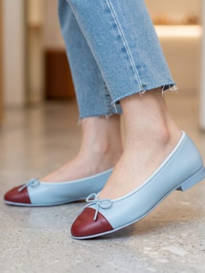 Chanel Ballet Flats Light Burgundy And Blue