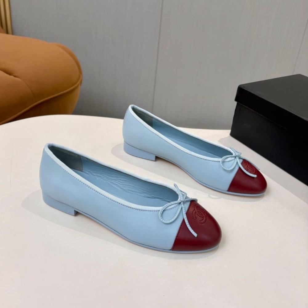 Chanel Ballet Flats Light Burgundy And Blue