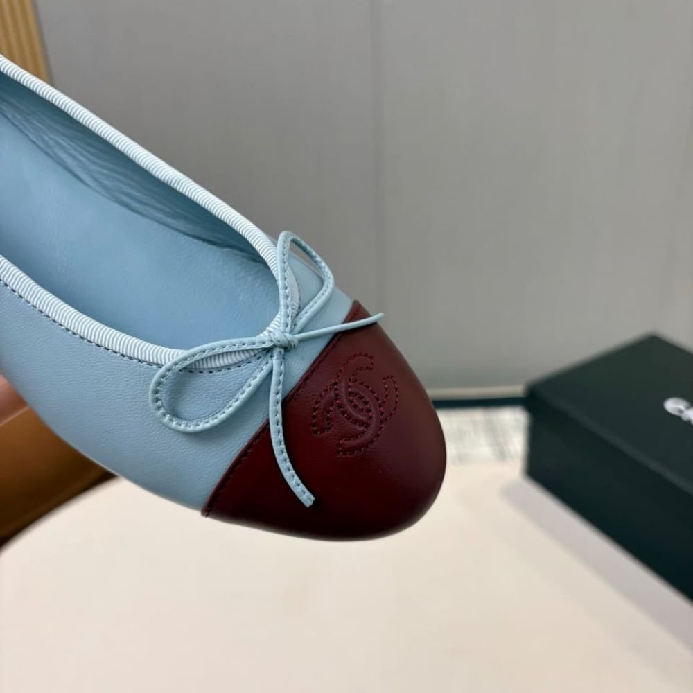 Chanel Ballet Flats Light Burgundy And Blue