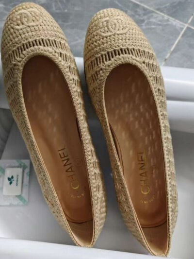 Chanel Ballet Flats Raffia Beige G46352 B19806 NAFBC
