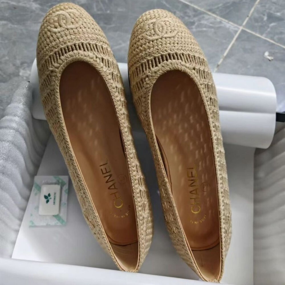 Chanel Ballet Flats Raffia Beige G46352 B19806 NAFBC