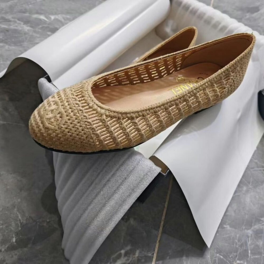 Chanel Ballet Flats Raffia Beige G46352 B19806 NAFBC