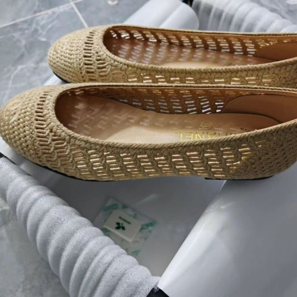 Chanel Ballet Flats Raffia Beige G46352 B19806 NAFBC