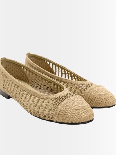 Chanel Ballet Flats Raffia Beige G46352 B19806 NAFBC