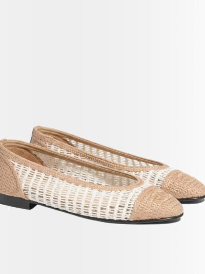 Chanel Ballet Flats Raffia White And Beige G46352 B19806 NAFBO