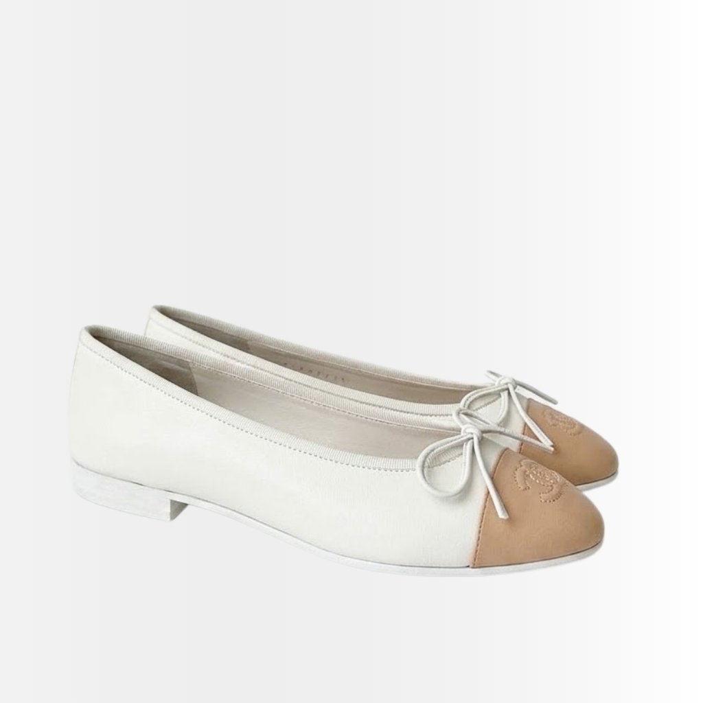 Chanel Ballet Flats White And Beige