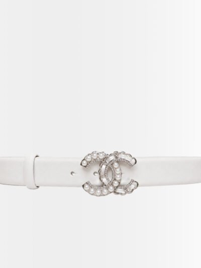 Chanel Belt CC Logo With Pearls Belt White 28mm