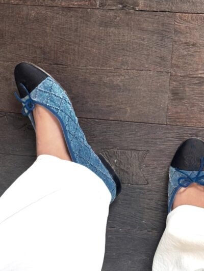 Chanel Blue Denim Quilted Fabric Ballerina Flats