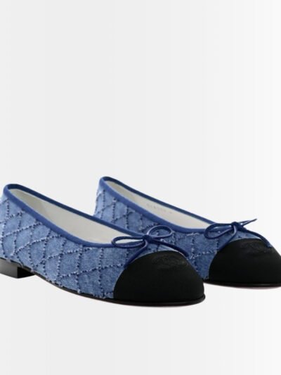 Chanel Blue Denim Quilted Fabric Ballerina Flats