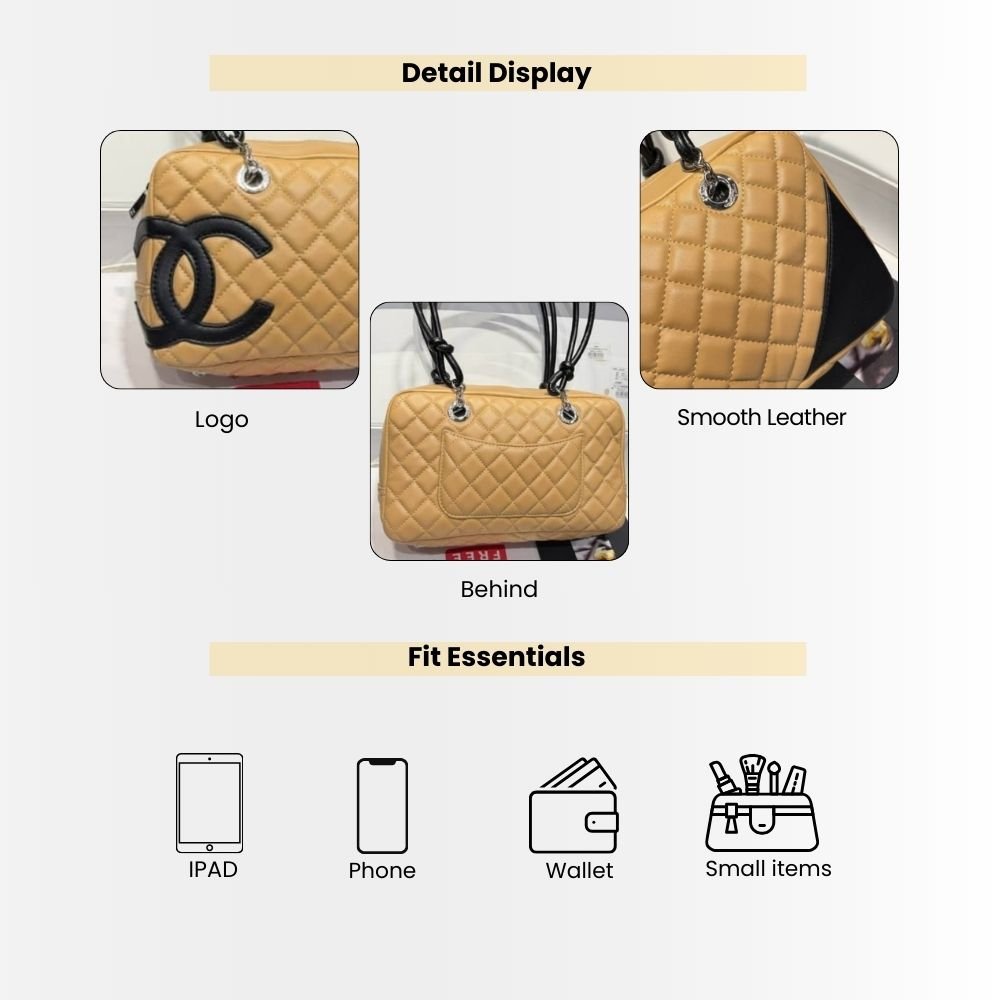 Chanel Cambon Ligne Bowling Shoulder Bag Beige 26Cm