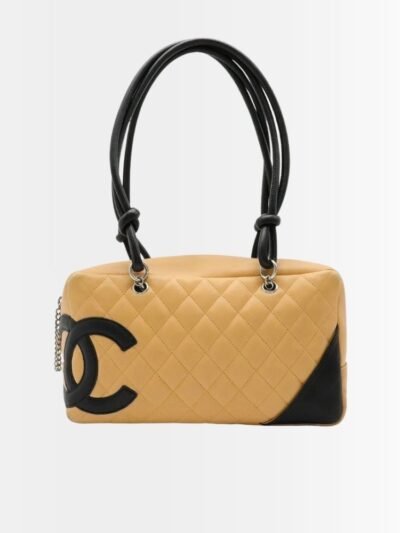 Chanel Cambon Ligne Bowling Shoulder Bag Beige 26Cm
