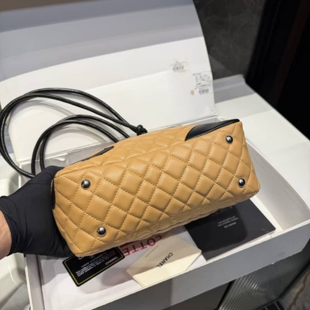 Chanel Cambon Ligne Bowling Shoulder Bag Beige 26Cm