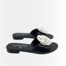 Chanel Camellia Slides Black