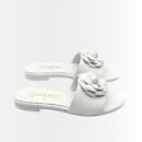 Chanel Camellia Slides White