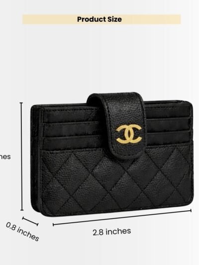 Chanel Card Holder Black With Gold Hardware 11Cm