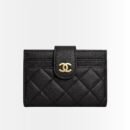 Chanel Card Holder Black With Gold Hardware 11Cm