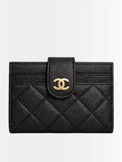 Chanel Card Holder Black With Gold Hardware 11Cm