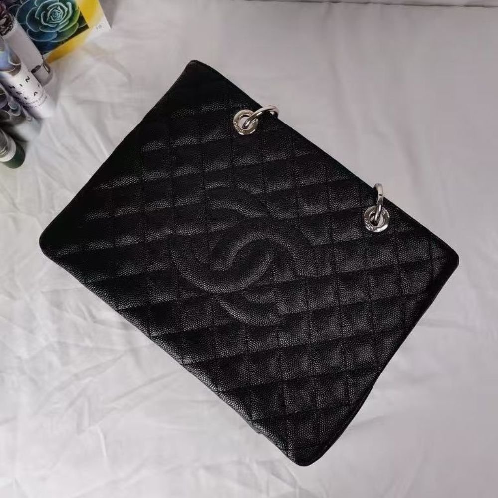 Chanel Caviar Quilted GST Shopping Tote Bag Black 34Cm