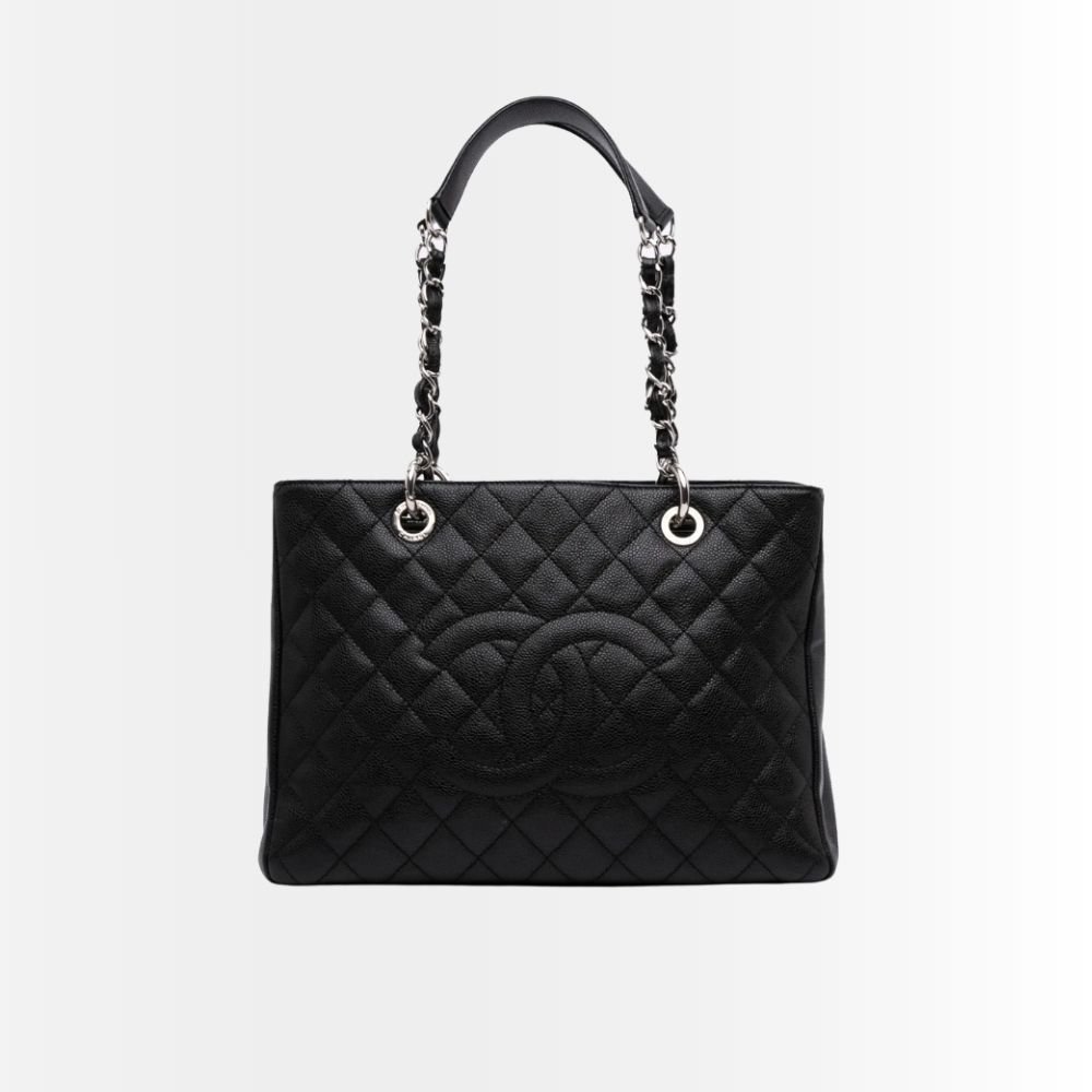 Chanel Caviar Quilted GST Shopping Tote Bag Black 34Cm