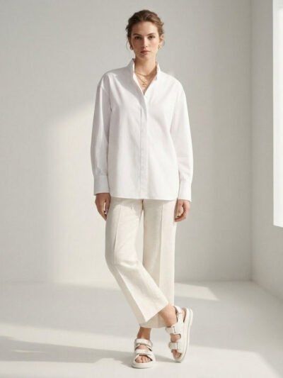 Chanel CC Button Velcro Sandals White