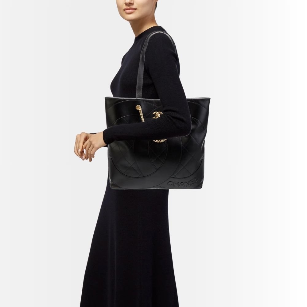 Chanel CC Caviar Shopping Bag Black 37Cm