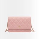 Chanel CC Classic Flap Wallet On Chain Grained Leather Pink 20Cm