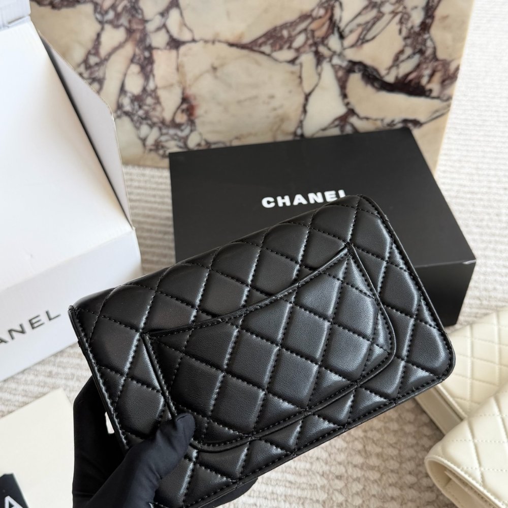 Chanel CC Classic Flap Wallet On Chain Quilted Leather Black 20Cm AP4241 Y01480 C3906