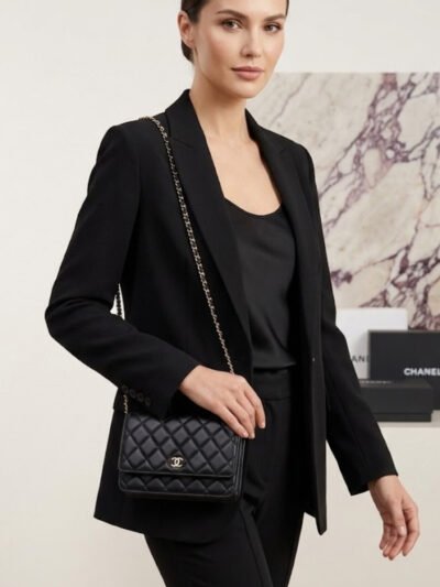Chanel CC Classic Flap Wallet On Chain Quilted Leather Black 20Cm AP4241 Y01480 C3906