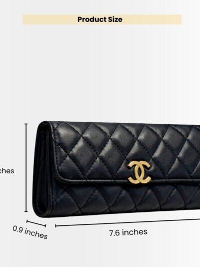 Chanel CC Logo Long Flap Wallet Gold Black 19Cm