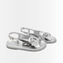 Chanel CC Logo Sandals Metallic Silver