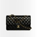 Chanel Classic 11.12 Handbag Gold Tone Metal Black 25Cm A01112 Y01295 94305